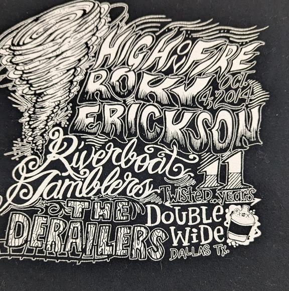 Roky Erickson, The Derailers, High On Fire, 10.4.14 Concert Tee Dallas, TX 2XL - Picture 5 of 8